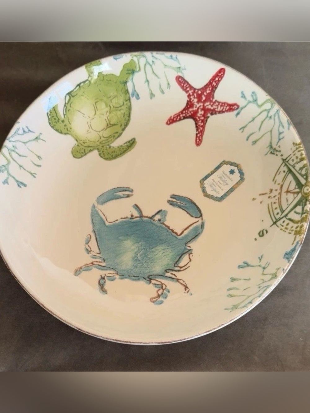 Papart Seramik 11” Ceramic Coupe Serving Pasta Bowl Sea Life Coastal New